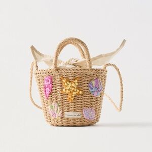 ISO: Zara girls embroidered basket purse bag sea life shells starfish